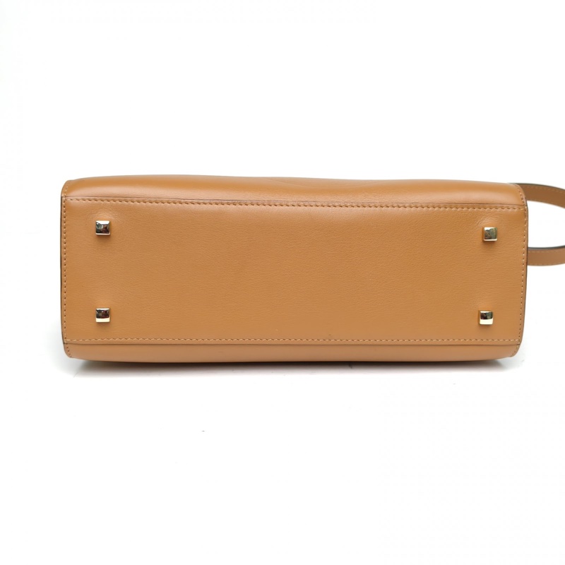 DELVAUX Tempete中號27.5棕色牛皮金扣肩背包-3