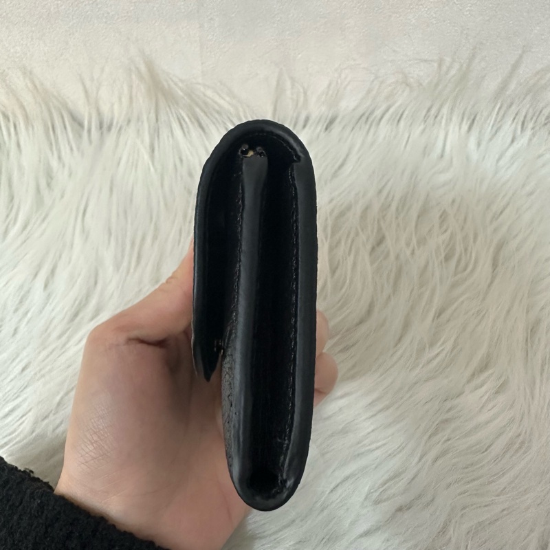 LV M81455 黑色牛皮壓紋金釦翻蓋零錢包 卡包-3