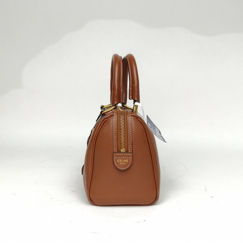 CELINE 焦糖色牛皮Triomphe凱旋門波士頓手提斜挎包-1