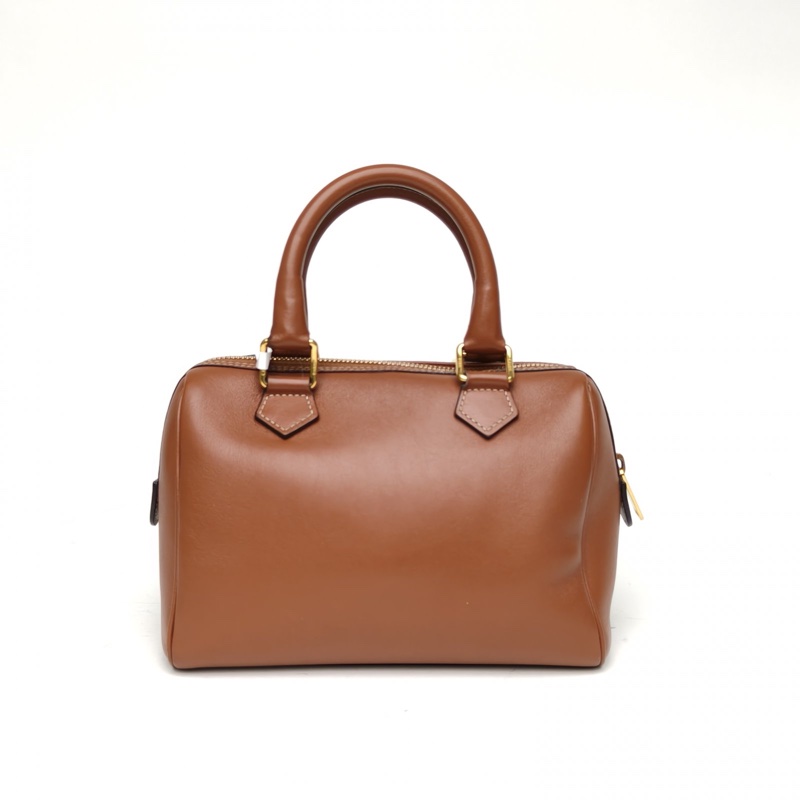 CELINE 焦糖色牛皮Triomphe凱旋門波士頓手提斜挎包-2