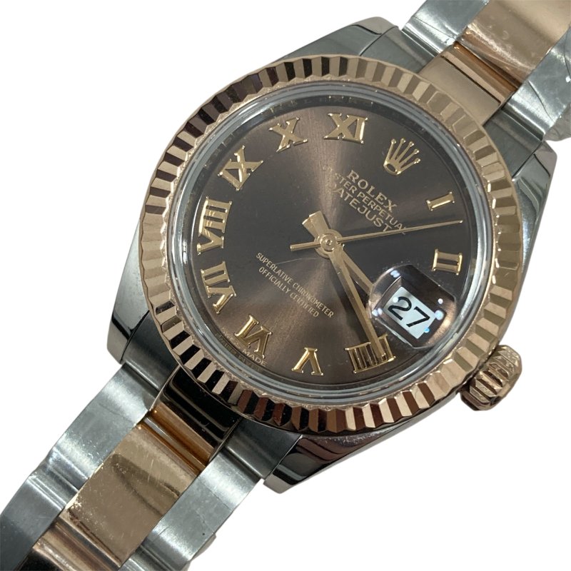 ROLEX DATEJUST 28 女錶 不鏽鋼×玫瑰金 自動上鍊 巧克力面盤 羅馬數字-0