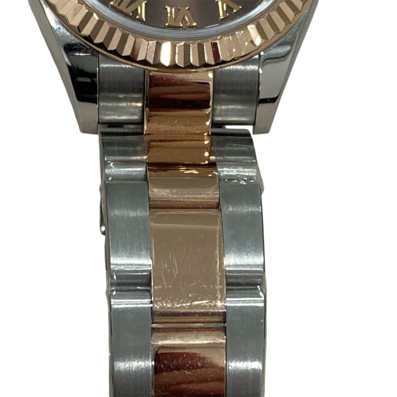 ROLEX DATEJUST 28 女錶 不鏽鋼×玫瑰金 自動上鍊 巧克力面盤 羅馬數字-3