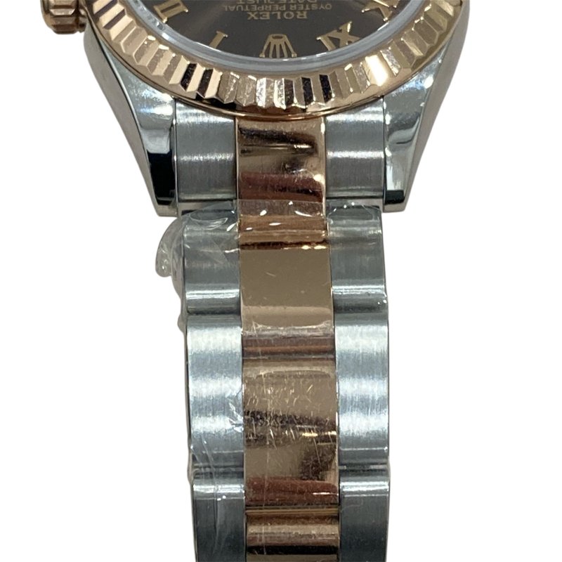 ROLEX DATEJUST 28 女錶 不鏽鋼×玫瑰金 自動上鍊 巧克力面盤 羅馬數字-4