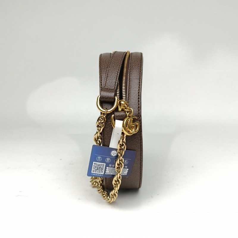 GUCCI Ophidia圓餅包斜挎包18烏木色PVC金扣-1
