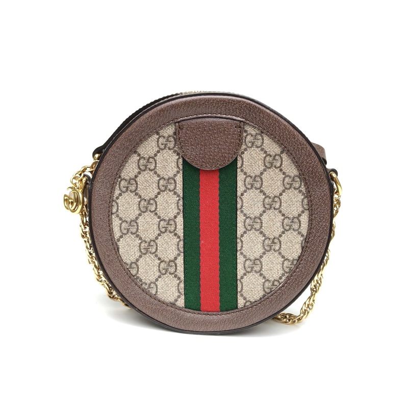 GUCCI Ophidia圓餅包斜挎包18烏木色PVC金扣-2