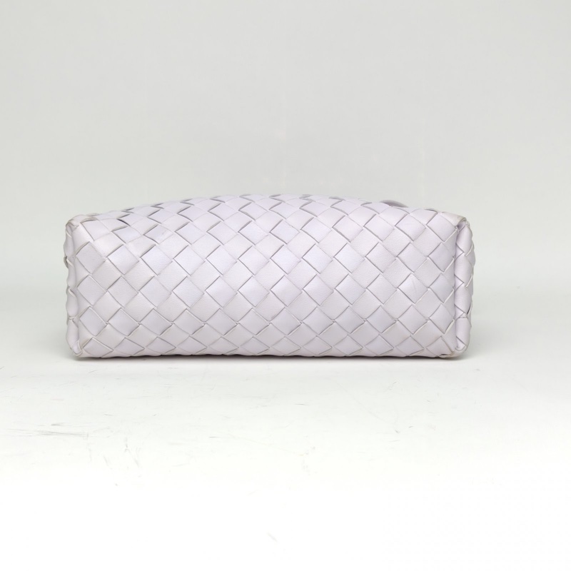 BOTTEGA VENETA 紫色羊皮金扣經典編織手提包現代款-3