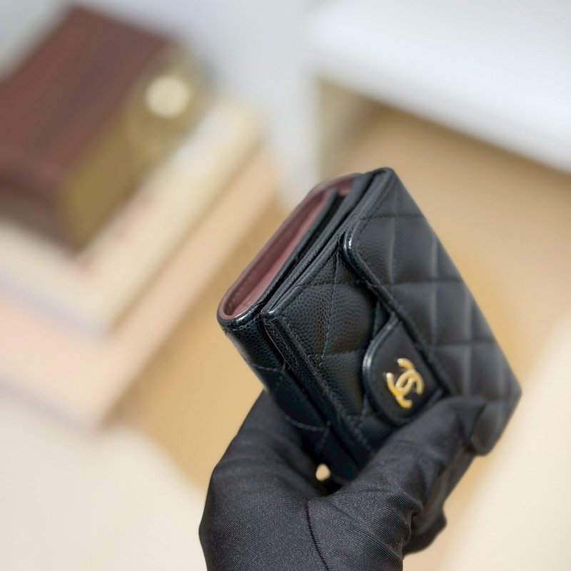 🏷️Chanel 香奈兒．Coco Mini 三折短夾 荔枝牛淡金扣-4