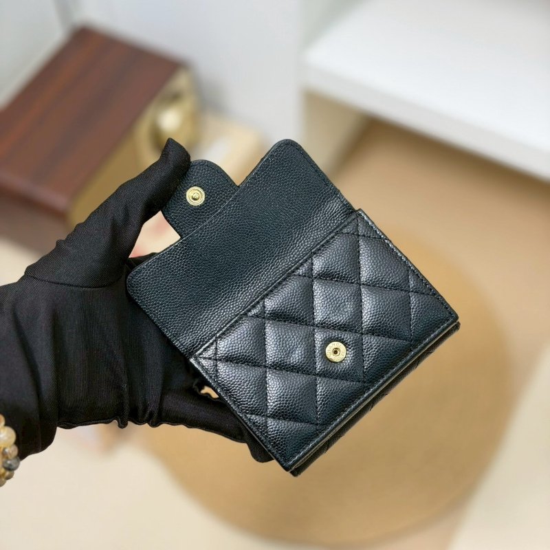 🏷️Chanel 香奈兒．Coco Mini 三折短夾 荔枝牛淡金扣-15