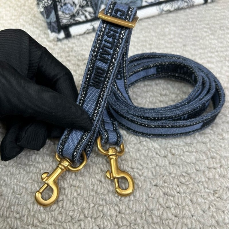 迪奧Dior Book Tote迷你托特包 藍白拼色 植物花卉刺繡 肩帶款 手提單肩斜挎都可以 容量實用 日常百搭-21