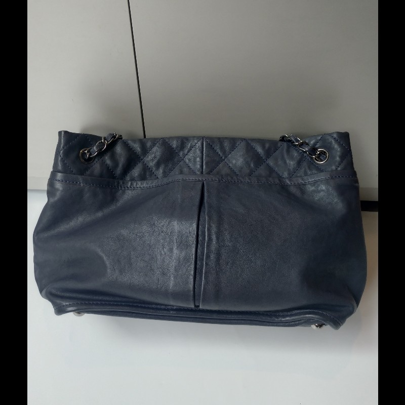 Chanel 銀鍊藍色皮革三層托特包-8