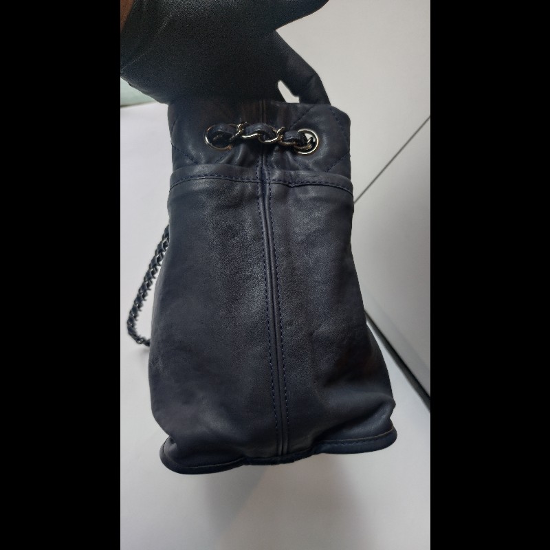 Chanel 銀鍊藍色皮革三層托特包-10