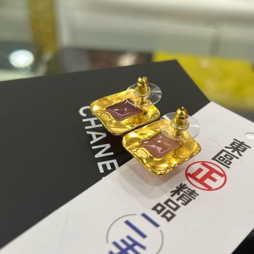 東區正精品㊣CHANEL L23C 全新未使用香奈兒金色雙C粉色方糖針式耳環 無原廠盒子 RZ6293-4