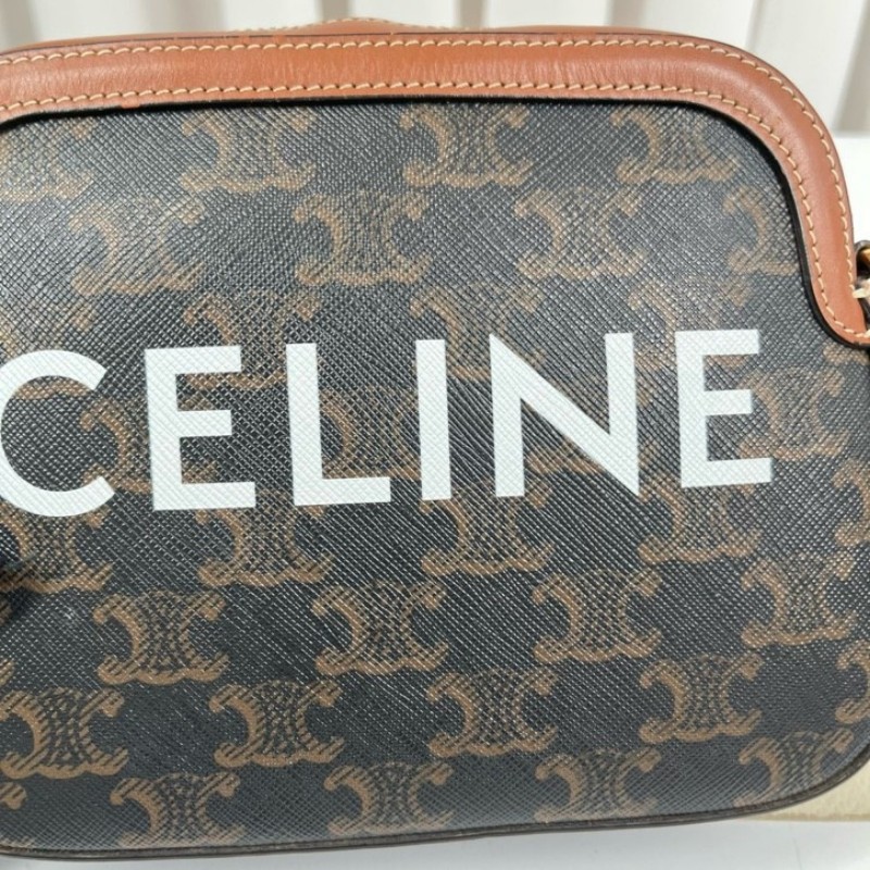 CELINE賽琳 經典老花字母logo 貝殼包 相機斜挎小方包 復古百搭 輕便又能裝 大手機充電寶都可放 肩帶長度可調節 好背實用-22