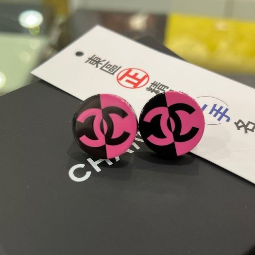 東區正精品㊣CHANEL D22S全新未使用香奈兒黑色粉色撞色壓克力針式耳環 無原廠盒子 RZ6295-0