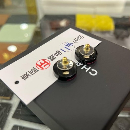 東區正精品㊣CHANEL D22S全新未使用香奈兒黑色粉色撞色壓克力針式耳環 無原廠盒子 RZ6295-5