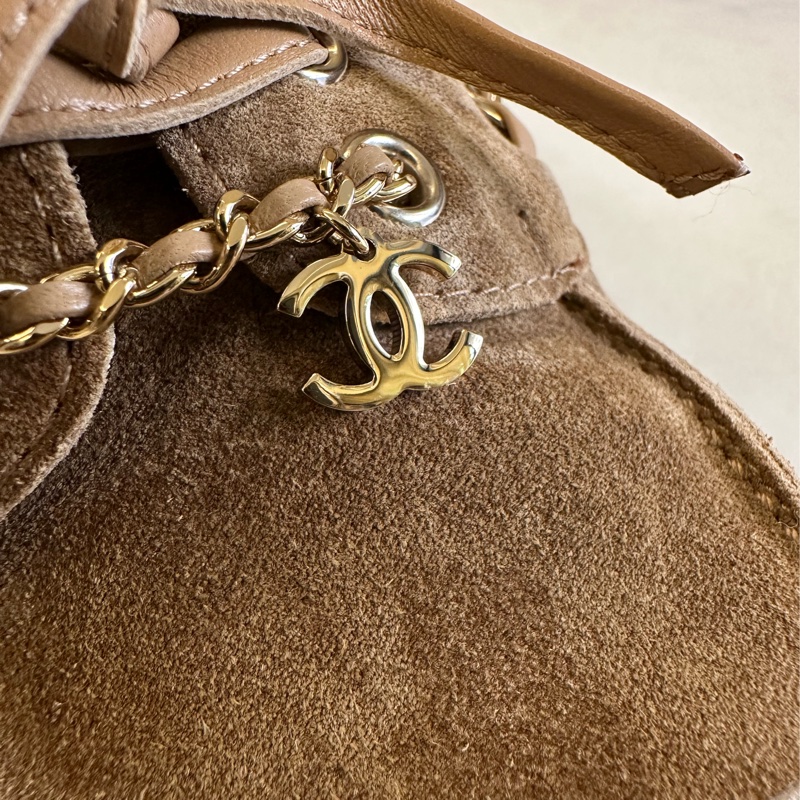 Chanel 棕色圓頭麂皮休閒鞋-7