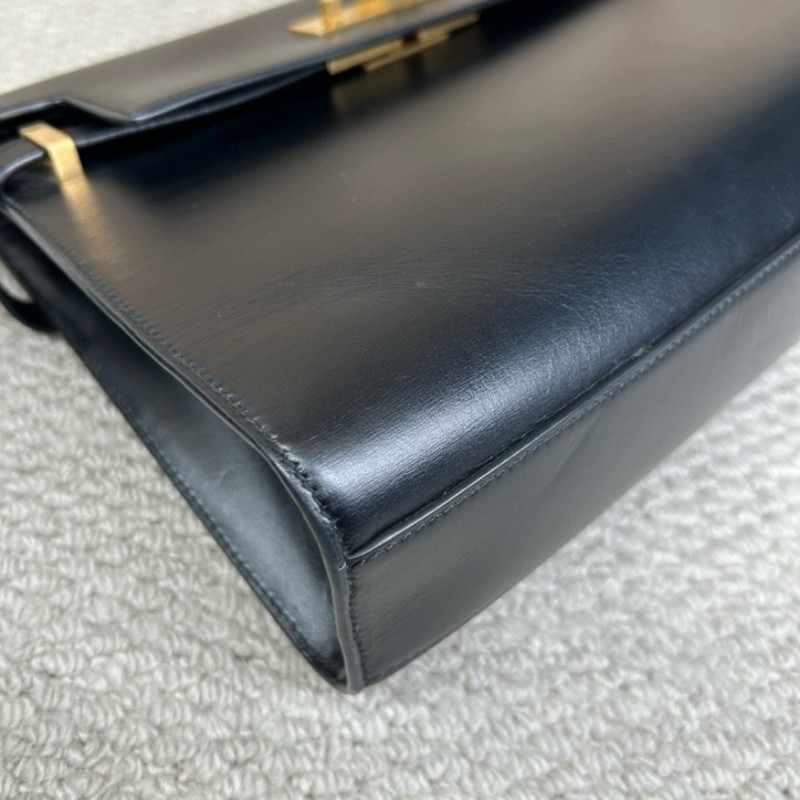 YSL聖羅蘭 MANHATTAN BOX曼哈頓系列黑金牛皮革肩背包 金色五金 經典黑色 容量大 日常通勤出門都合適 日常百搭-7