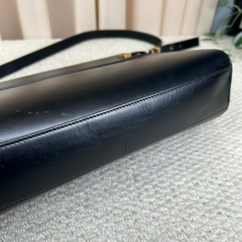 YSL聖羅蘭 MANHATTAN BOX曼哈頓系列黑金牛皮革肩背包 金色五金 經典黑色 容量大 日常通勤出門都合適 日常百搭-9