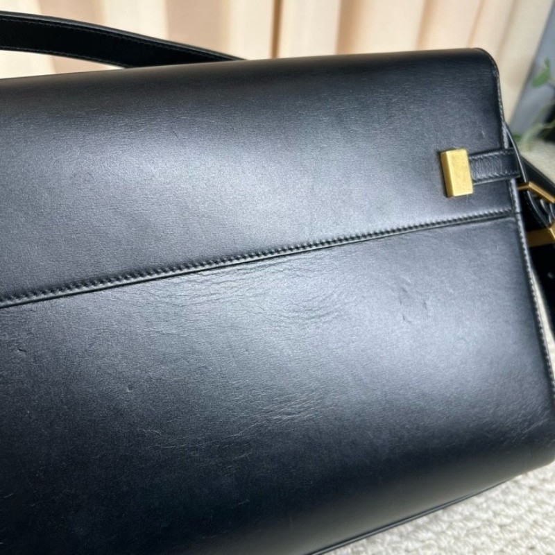 YSL聖羅蘭 MANHATTAN BOX曼哈頓系列黑金牛皮革肩背包 金色五金 經典黑色 容量大 日常通勤出門都合適 日常百搭-20