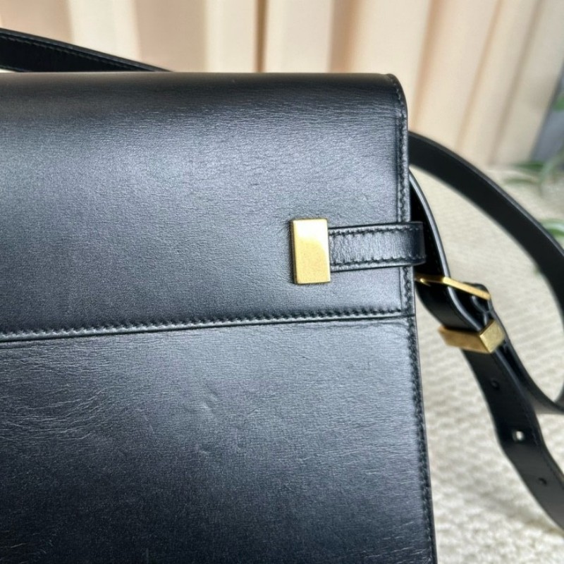 YSL聖羅蘭 MANHATTAN BOX曼哈頓系列黑金牛皮革肩背包 金色五金 經典黑色 容量大 日常通勤出門都合適 日常百搭-21