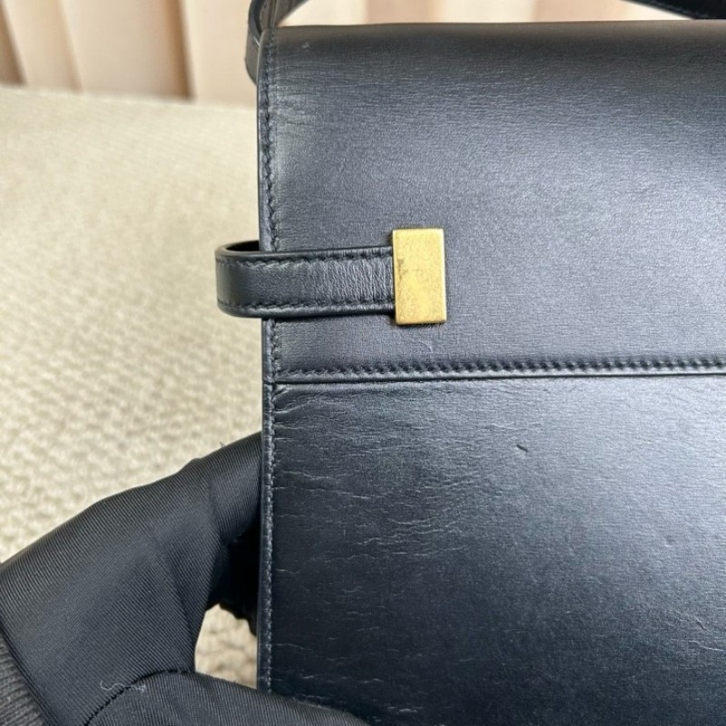 YSL聖羅蘭 MANHATTAN BOX曼哈頓系列黑金牛皮革肩背包 金色五金 經典黑色 容量大 日常通勤出門都合適 日常百搭-22