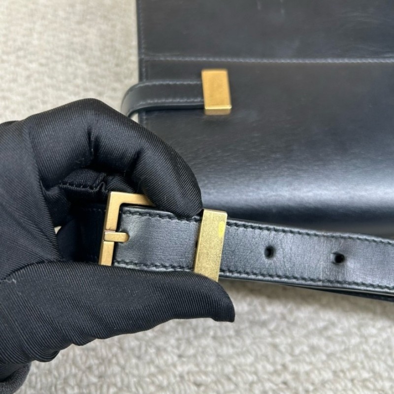 YSL聖羅蘭 MANHATTAN BOX曼哈頓系列黑金牛皮革肩背包 金色五金 經典黑色 容量大 日常通勤出門都合適 日常百搭-23