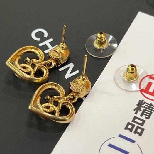 東區正精品㊣CHANEL C23C ABA102 香奈兒金色鏤空愛心藍色水晶針式耳環 無原廠盒子 RZ6299-6