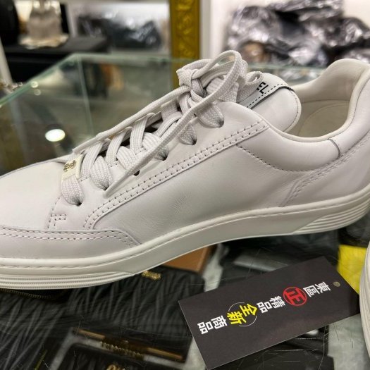 東區正精品㊣CHANEL G45085 全新香奈兒白色小牛皮金色雙C休閒鞋運動鞋球鞋 38號 RZ6300-2