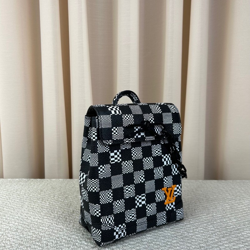 LV路易威登 steamer nano黑白棋盤格斜挎包 有肩帶 可單肩可斜挎可手提 斯卡版黑白棋盤格 趣味性upup 容量實用 日常通勤百搭-2