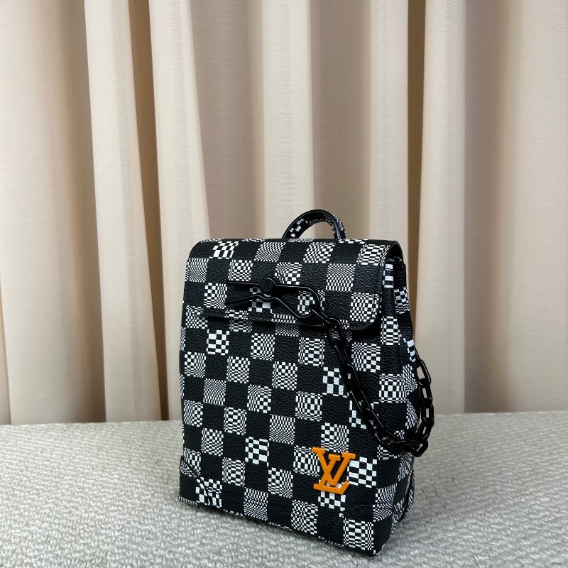 LV路易威登 steamer nano黑白棋盤格斜挎包 有肩帶 可單肩可斜挎可手提 斯卡版黑白棋盤格 趣味性upup 容量實用 日常通勤百搭-3