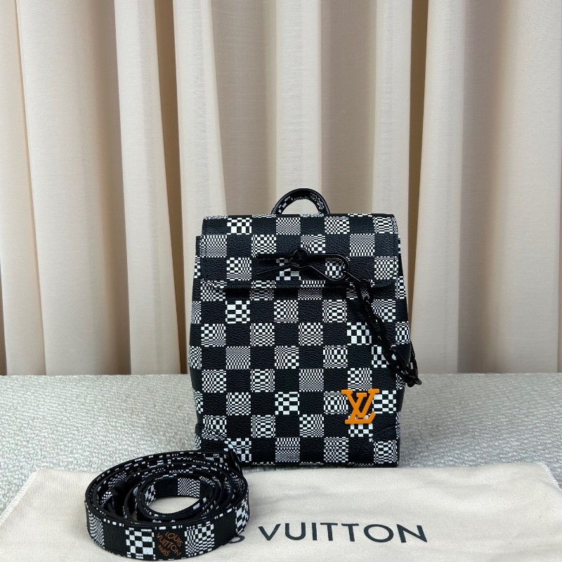 LV路易威登 steamer nano黑白棋盤格斜挎包 有肩帶 可單肩可斜挎可手提 斯卡版黑白棋盤格 趣味性upup 容量實用 日常通勤百搭-5