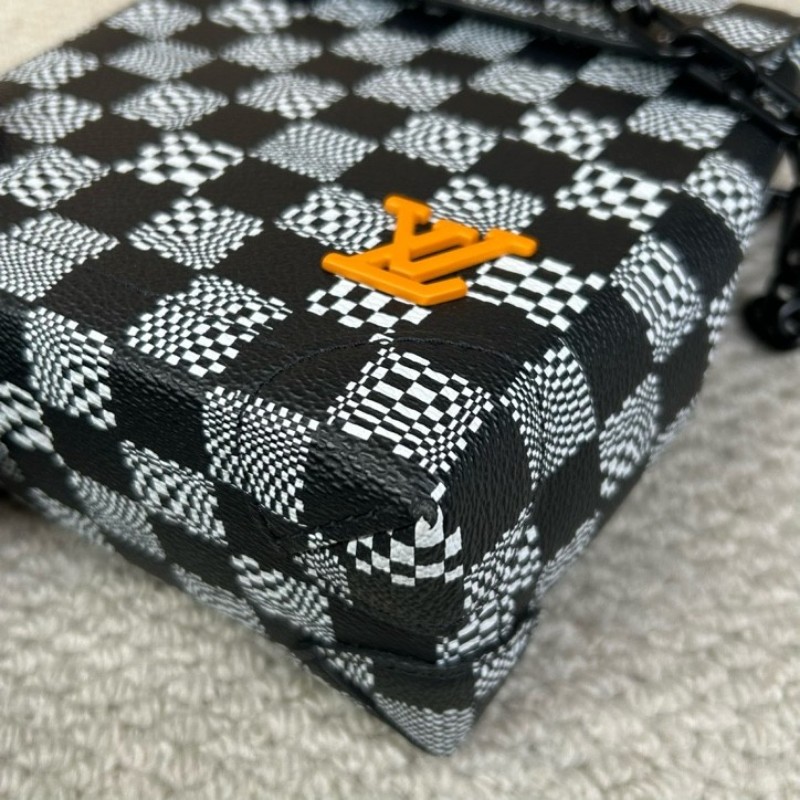 LV路易威登 steamer nano黑白棋盤格斜挎包 有肩帶 可單肩可斜挎可手提 斯卡版黑白棋盤格 趣味性upup 容量實用 日常通勤百搭-7