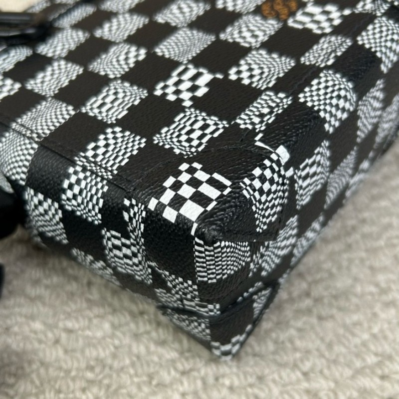 LV路易威登 steamer nano黑白棋盤格斜挎包 有肩帶 可單肩可斜挎可手提 斯卡版黑白棋盤格 趣味性upup 容量實用 日常通勤百搭-10