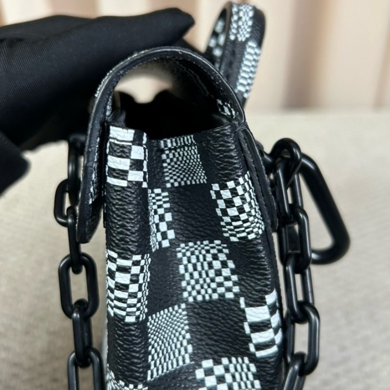 LV路易威登 steamer nano黑白棋盤格斜挎包 有肩帶 可單肩可斜挎可手提 斯卡版黑白棋盤格 趣味性upup 容量實用 日常通勤百搭-18