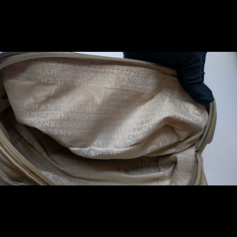 Chanel 銀色軟皮革抓皺手提波士頓包-22