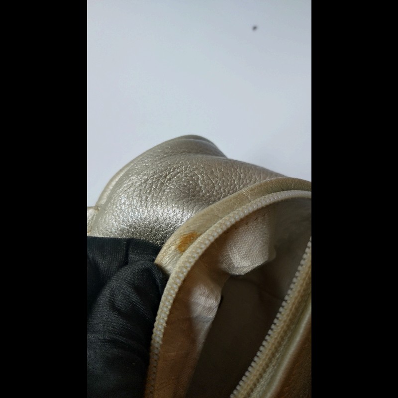 Chanel 銀色軟皮革抓皺手提波士頓包-32