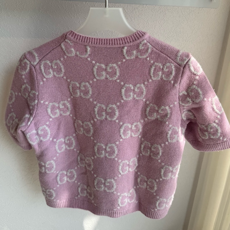 Guuci粉色白雙G短袖上衣s號-1