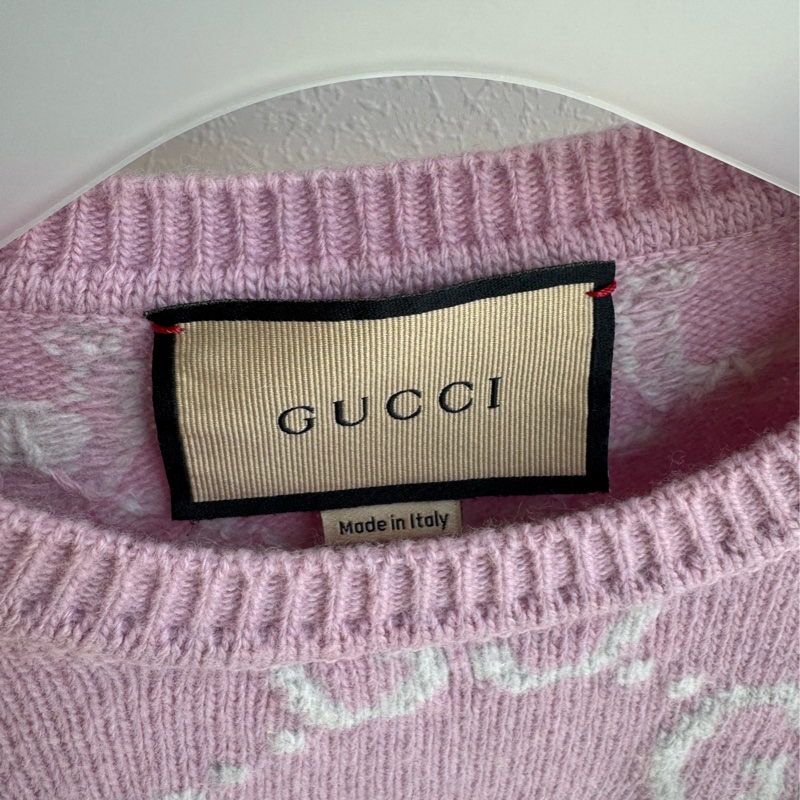 Guuci粉色白雙G短袖上衣s號-2