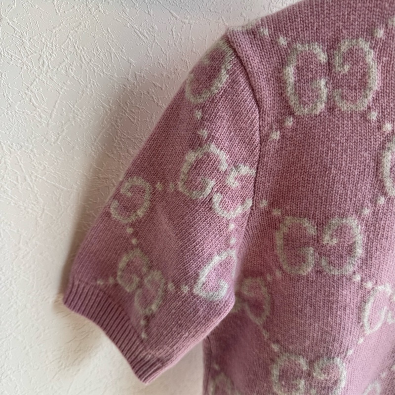 Guuci粉色白雙G短袖上衣s號-4