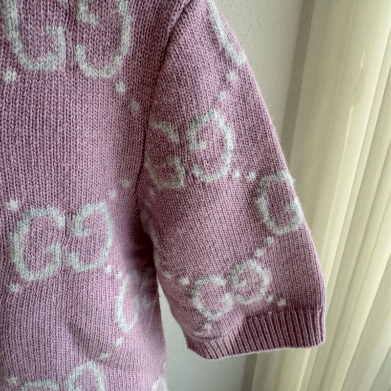 Guuci粉色白雙G短袖上衣s號-5