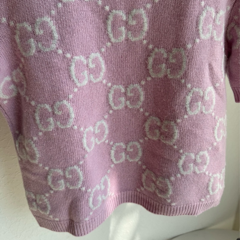 Guuci粉色白雙G短袖上衣s號-6