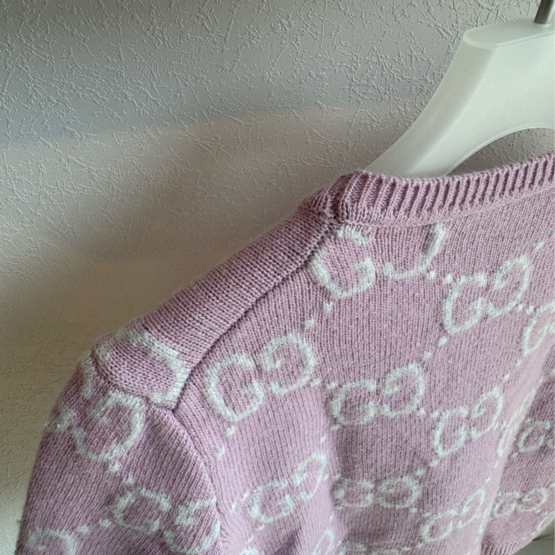 Guuci粉色白雙G短袖上衣s號-8