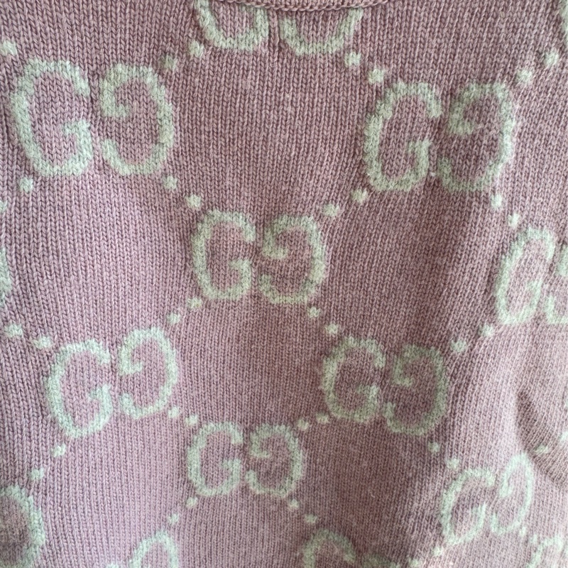 Guuci粉色白雙G短袖上衣s號-10