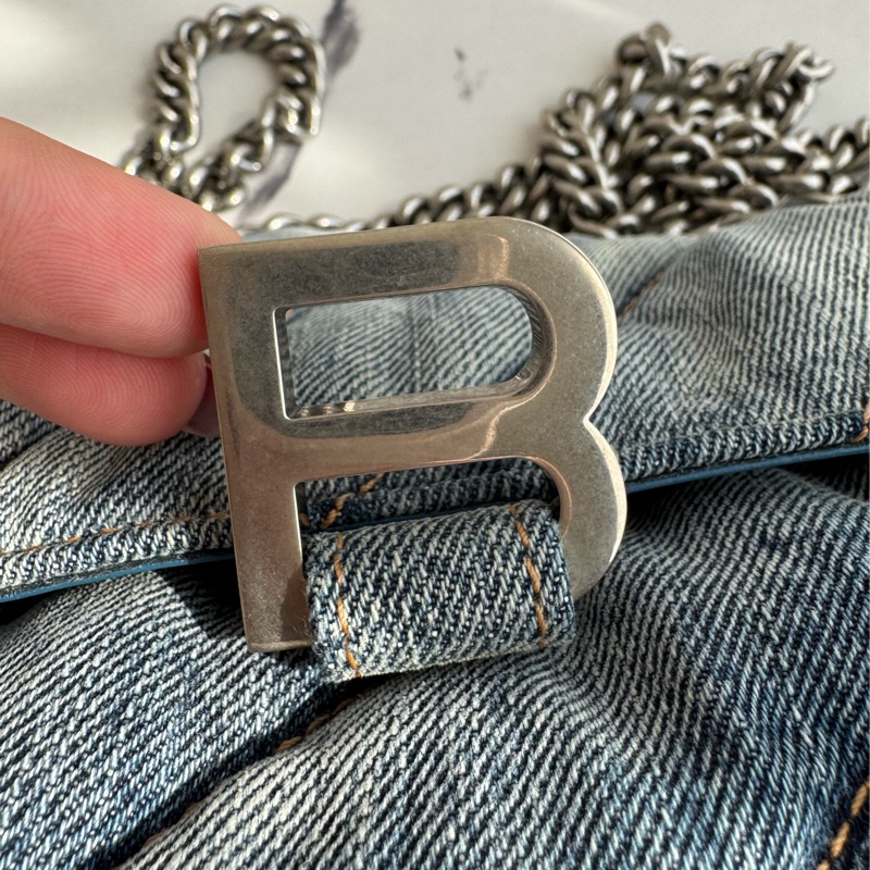 Balenciaga 丹寧銀釦沙漏包-12