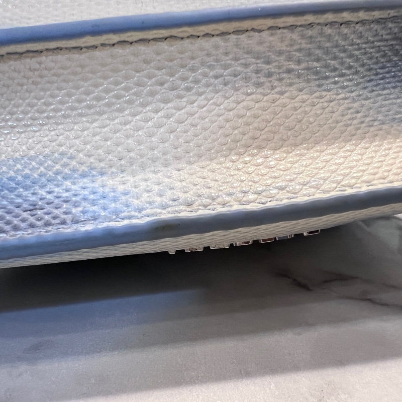 Bvlgari 白藍漸層水蛇皮水藍琺瑯蛇頭下蓋手提肩背包-24