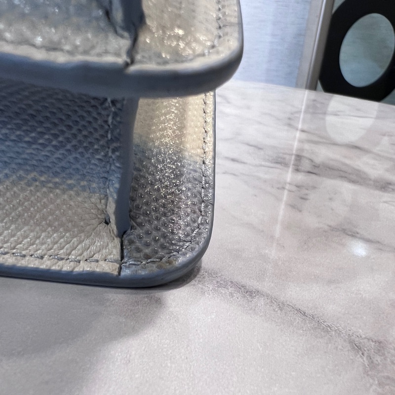 Bvlgari 白藍漸層水蛇皮水藍琺瑯蛇頭下蓋手提肩背包-26