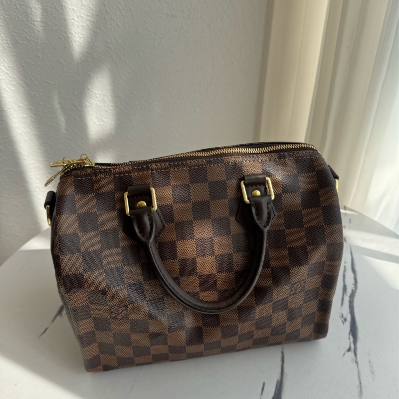 LV咖棋盤格speedy25背帶款-1