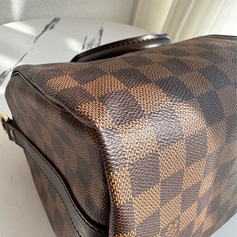 LV咖棋盤格speedy25背帶款-8