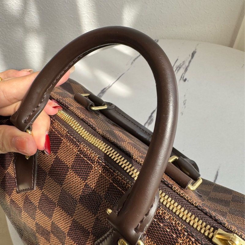 LV咖棋盤格speedy25背帶款-11