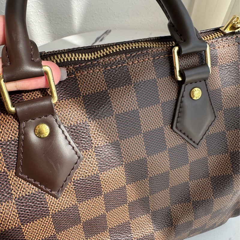 LV咖棋盤格speedy25背帶款-13